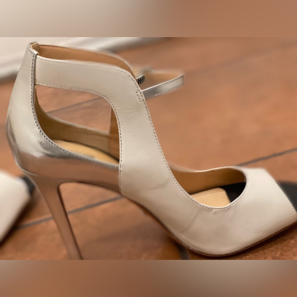 Schutz Metallic Leather Color block high heels leather sandals - Picture 6 of 14